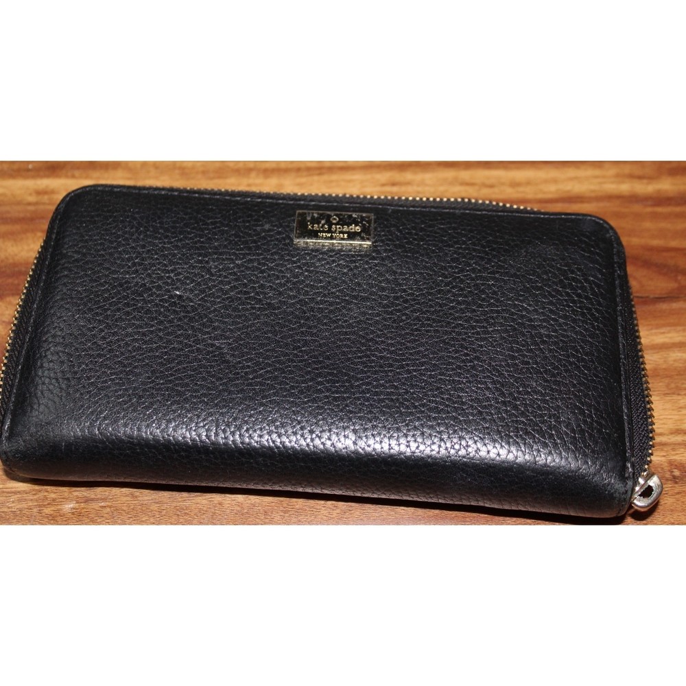 Kate Spade Black Leather Wallet Missing Zipper Piece